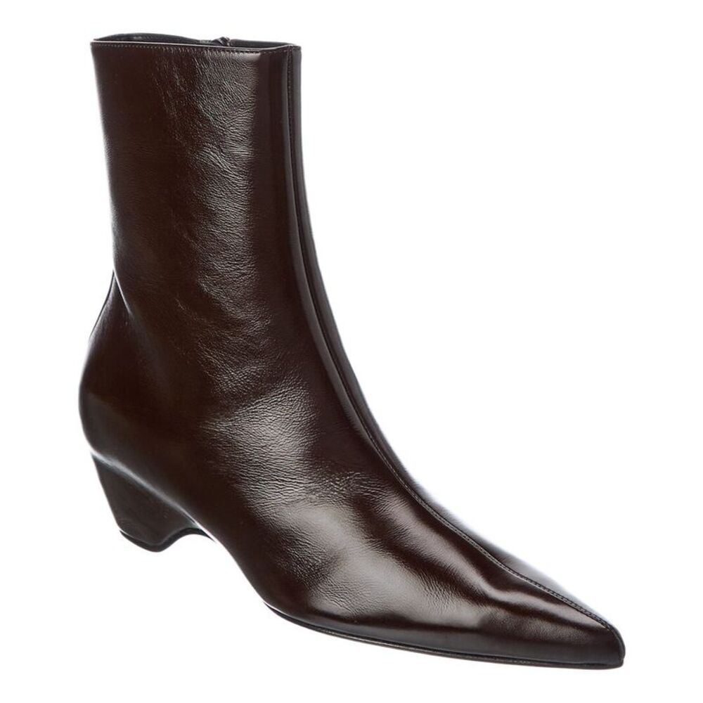 Khaite Sybil Leather Bootie, Brown